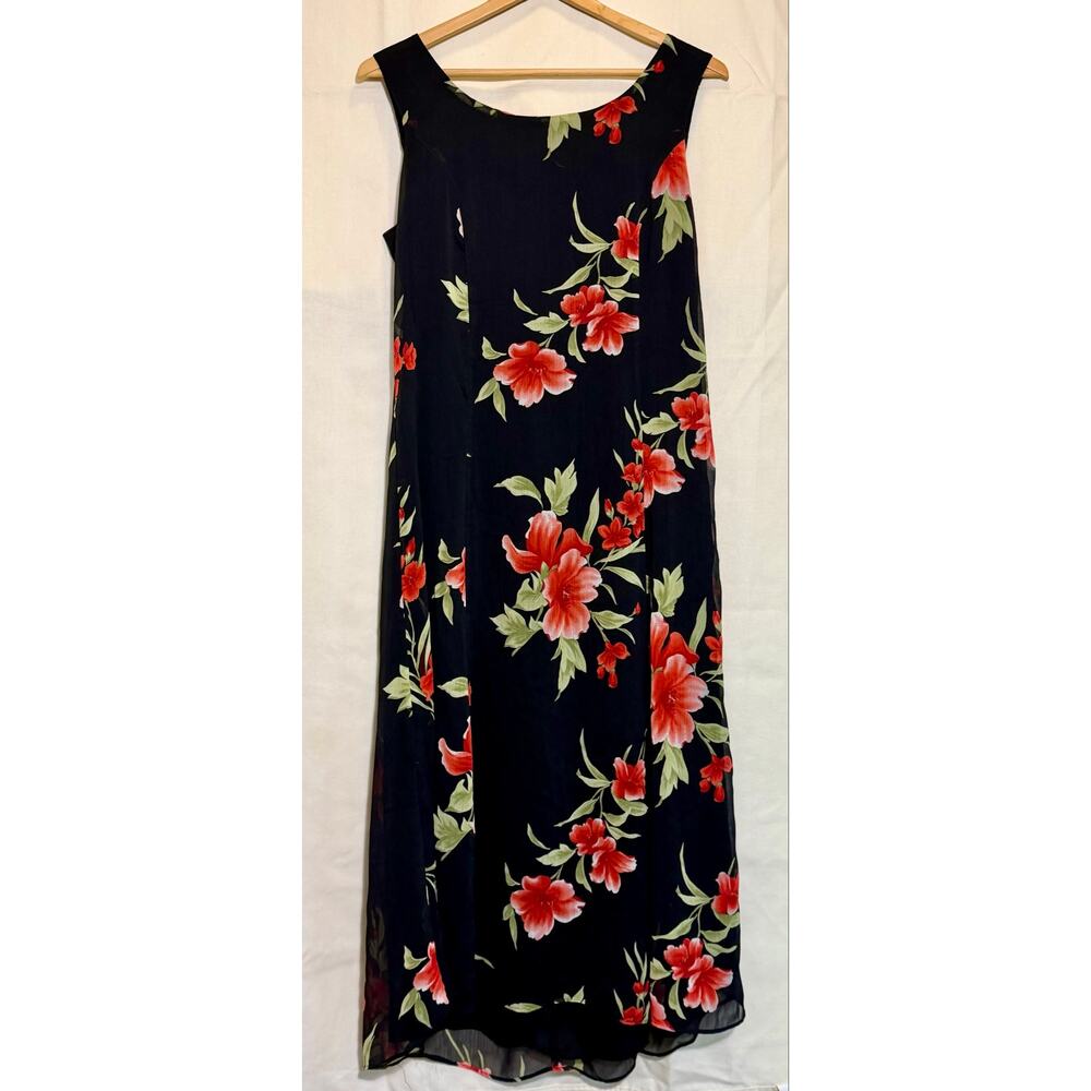 Studio I Black Floral Dress Woman’s Size  10.